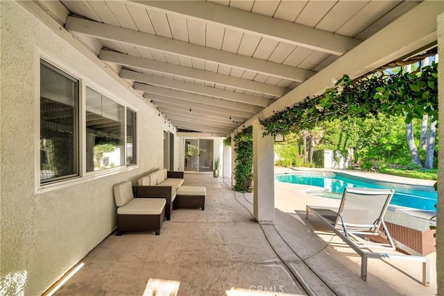 3811 Algonaut Dr, Calabasas, CA 91302 - view of patio / terrace with an outdoor pool and an outdoor hangout area