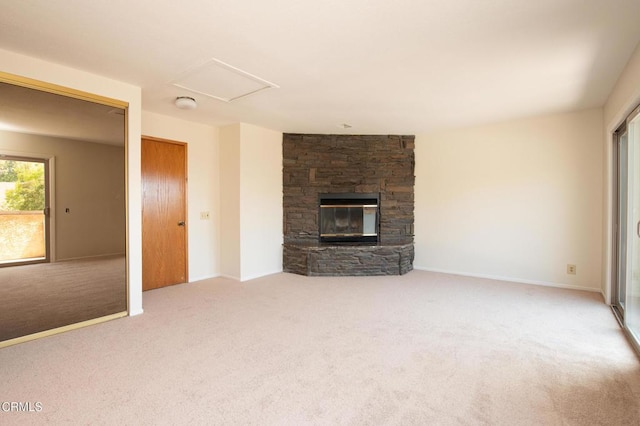 191 Haborview Ct, Ventura, CA 93003 - unfurnished living room with carpet flooring and a stone fireplace