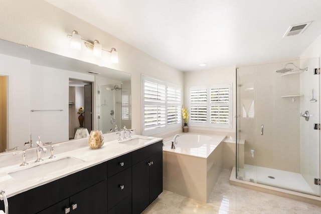1222 N Creekside Dr, Chula Vista, CA 91915 - bathroom featuring a stall shower, a garden tub, and double vanity