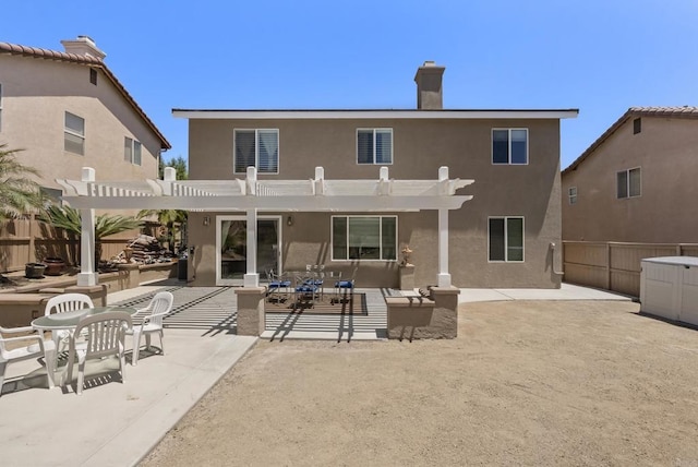 1222 N Creekside Dr, Chula Vista, CA 91915 - rear view of house featuring a pergola, a patio area, stucco siding, and a chimney