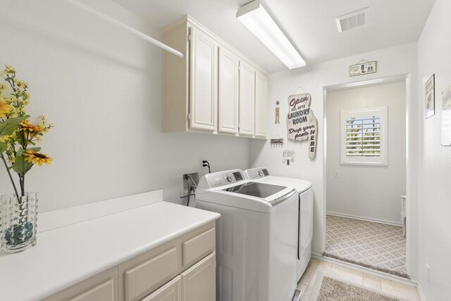 1222 N Creekside Dr, Chula Vista, CA 91915 - laundry area with cabinet space, separate washer and dryer, and light tile patterned floors