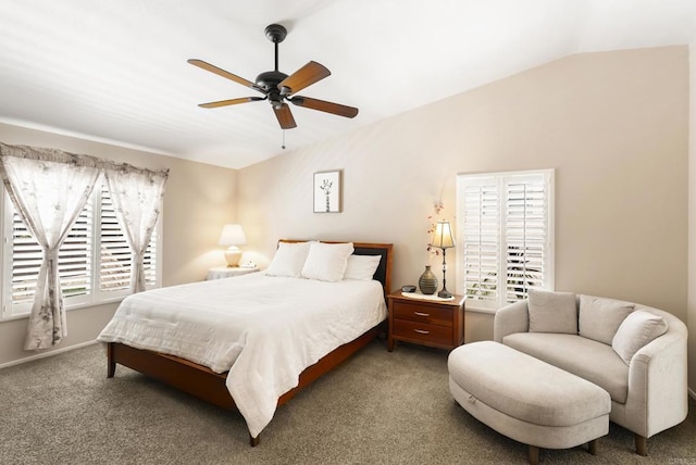 1222 N Creekside Dr, Chula Vista, CA 91915 - bedroom featuring carpet, a ceiling fan, and lofted ceiling