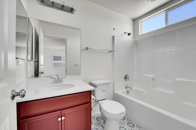 1679 Kincaid Ave, Chula Vista, CA 91913 - bathroom featuring vanity, shower / bath combination, tile patterned flooring, and a textured ceiling