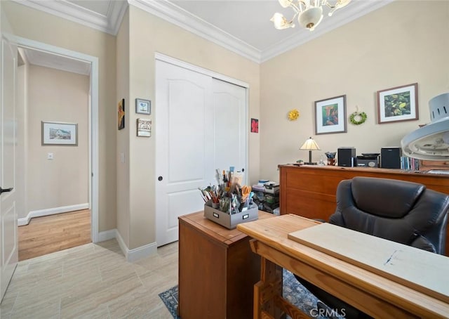 1432 Vicki Ln, Nipomo, CA 93444 - home office with a chandelier and crown molding