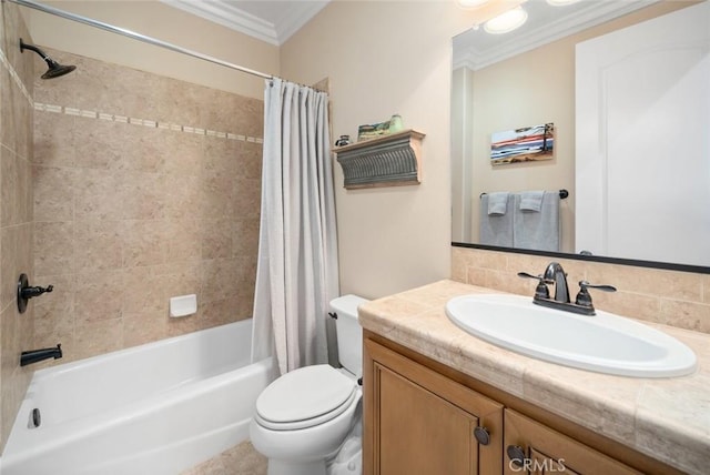 1432 Vicki Ln, Nipomo, CA 93444 - bathroom featuring ornamental molding, vanity, and shower / tub combo with curtain