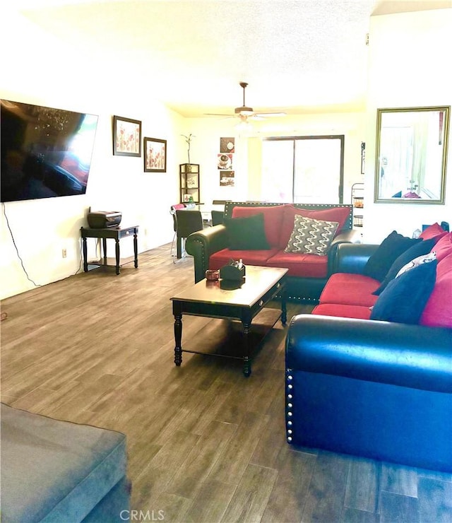 245 Broadway St, Lake Elsinore, CA 92530 - living room featuring wood finished floors and a ceiling fan