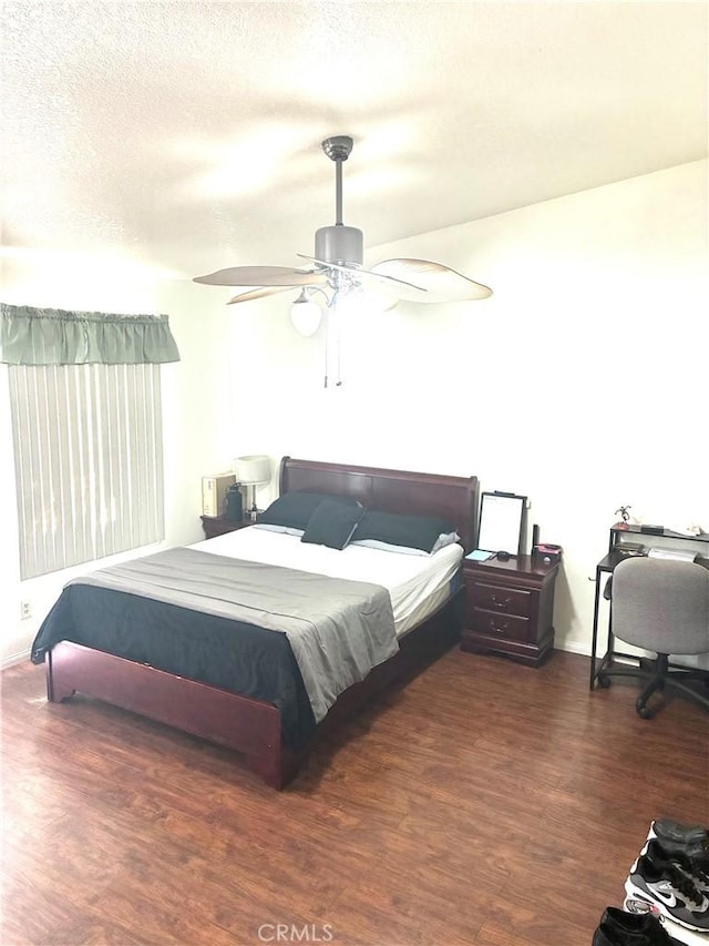 245 Broadway St, Lake Elsinore, CA 92530 - bedroom with wood finished floors, a ceiling fan, and a textured ceiling