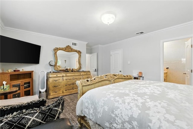 12516 Archwood St, North Hollywood, CA 91606 - bedroom featuring crown molding and connected bathroom