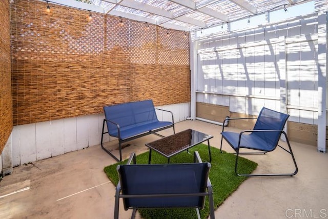 260406 Juan St, San Diego, CA 92110 - view of patio / terrace featuring a pergola and an outdoor hangout area