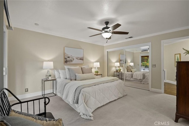 25 Misty Way, Chico, CA 95926 - bedroom with crown molding, a closet, ceiling fan, and carpet floors