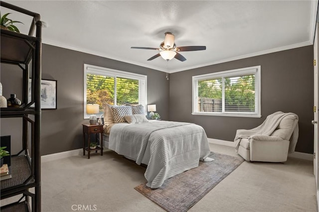 25 Misty Way, Chico, CA 95926 - bedroom with light colored carpet, ornamental molding, and ceiling fan