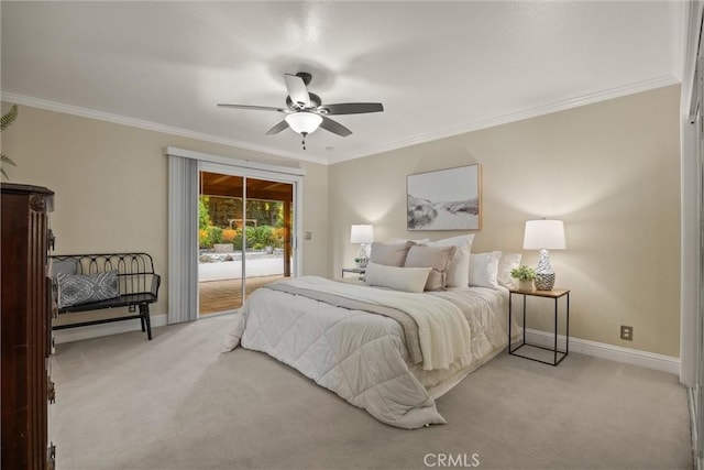 25 Misty Way, Chico, CA 95926 - bedroom with access to outside, carpet, crown molding, and ceiling fan