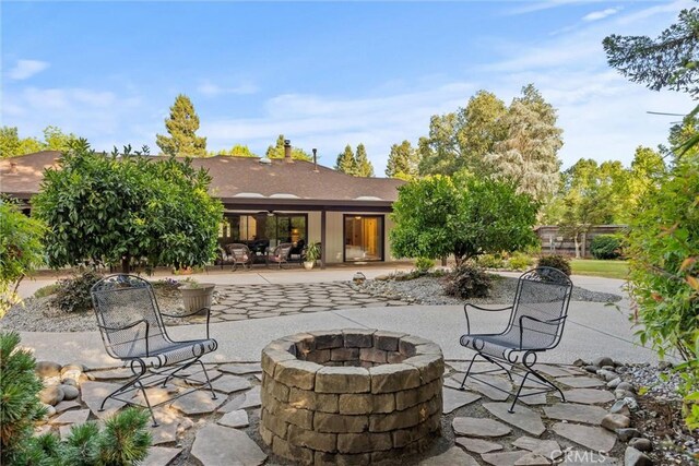 25 Misty Way, Chico, CA 95926 - view of patio / terrace featuring an outdoor fire pit