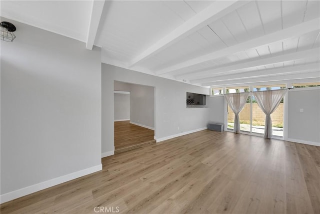 1106 W Bellbrook St, Covina, CA 91722 - unfurnished room with beam ceiling, wood finished floors, and a wall unit AC