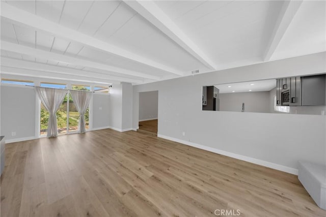 1106 W Bellbrook St, Covina, CA 91722 - unfurnished living room with beamed ceiling and light wood-type flooring