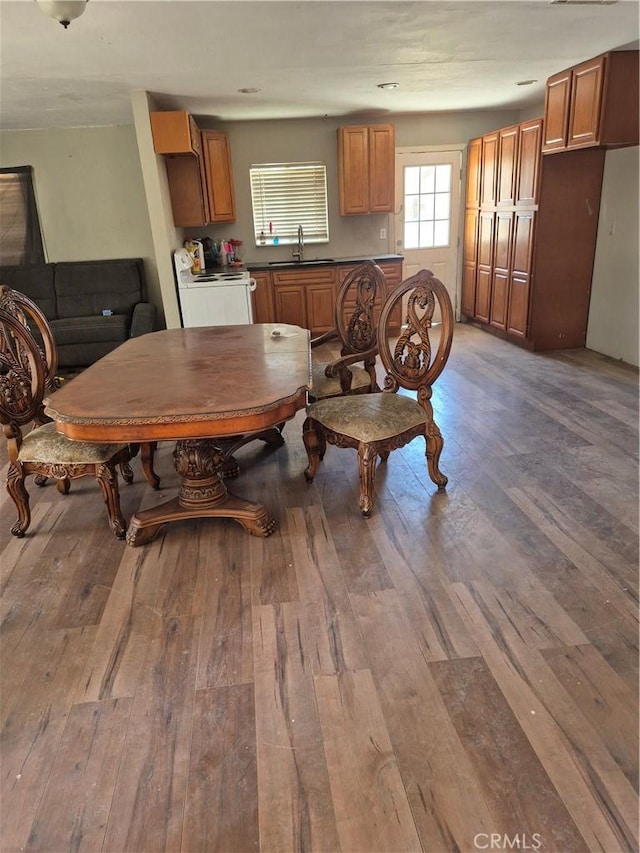 45146 Fairview Rd, Newberry Springs, CA 92365 - dining room featuring hardwood / wood-style flooring and washer / dryer