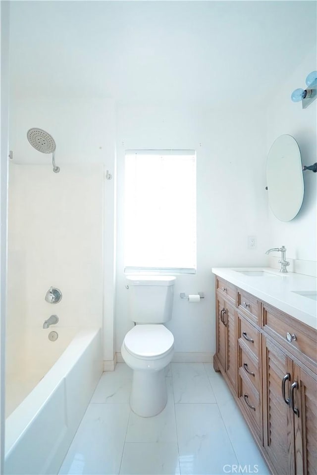 3473 Yankee Cir, Riverside, CA 92503 - bathroom with vanity, bathing tub / shower combination, and marble finish flooring