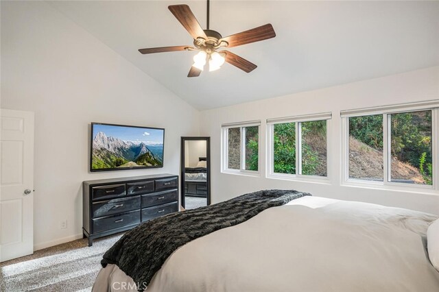 4347 Freedom Dr Unit C, Calabasas, CA 91302 - bedroom featuring carpet floors, lofted ceiling, and ceiling fan