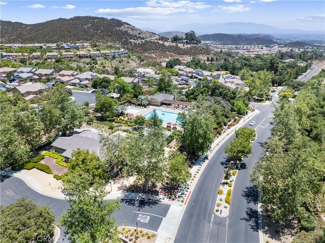 35694 Cherry Bark Way, Murrieta, CA 92562 - aerial perspective of suburban area with mountains and a pool area