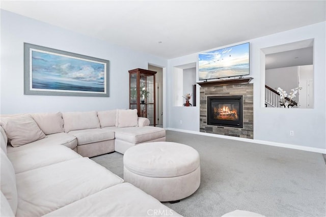 35694 Cherry Bark Way, Murrieta, CA 92562 - living area featuring carpet and a tile fireplace