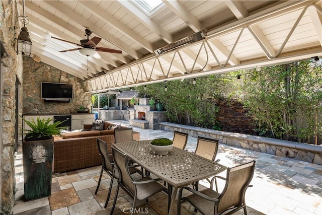 1251 Bryant Rd, Long Beach, CA 90815 - view of patio featuring outdoor dining space, a ceiling fan, area for grilling, and outdoor lounge area