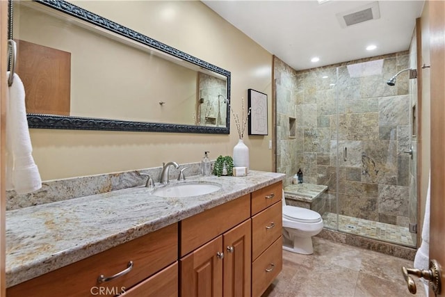 1251 Bryant Rd, Long Beach, CA 90815 - full bathroom featuring a shower stall, vanity, and recessed lighting
