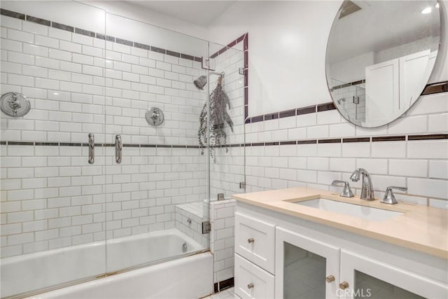 8140 Quartz Ave, Winnetka, CA 91306 - full bath with vanity, combined bath / shower with glass door, and tile walls
