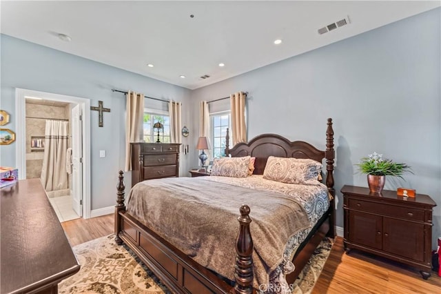 34037 Agua Dulce Canyon Rd, Agua Dulce, CA 91390 - bedroom with light wood-type flooring, recessed lighting, and connected bathroom