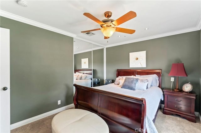 34037 Agua Dulce Canyon Rd, Agua Dulce, CA 91390 - carpeted bedroom with ornamental molding and a ceiling fan