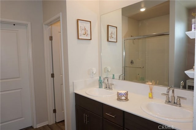 27082 Nolana Way, Menifee, CA 92584 - full bathroom featuring double vanity and a stall shower