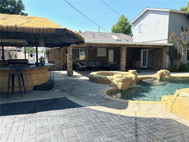 24252 Palmek Cir, Lake Forest, CA 92630 - back of property featuring an outdoor hangout area, a patio, and an outdoor pool
