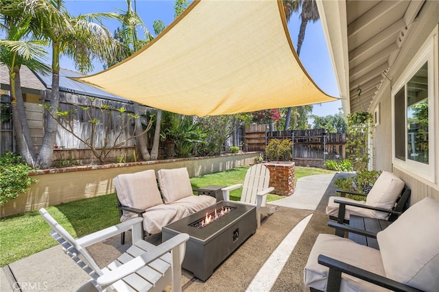 22391 Lombardi, Laguna Hills, CA 92653 - fenced backyard with a patio area and an outdoor living space with a fire pit