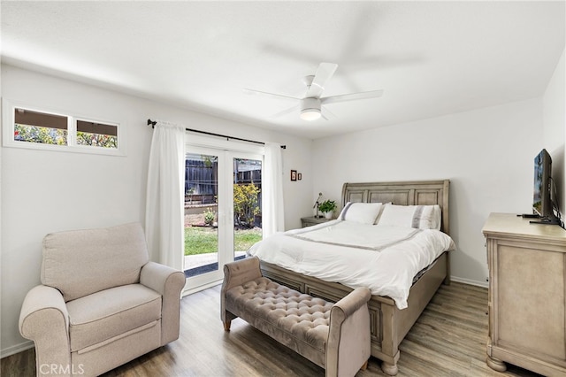 22391 Lombardi, Laguna Hills, CA 92653 - bedroom featuring access to outside, light wood-type flooring, and a ceiling fan