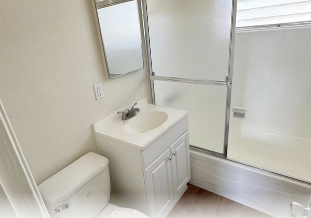 625-627 S Wabash Ave, Glendora, CA 91740 - bathroom with vanity, bath / shower combo with glass door, and wood finished floors