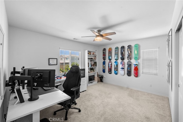 5609 Garibaldi Way, Fontana, CA 92336 - carpeted office featuring a ceiling fan