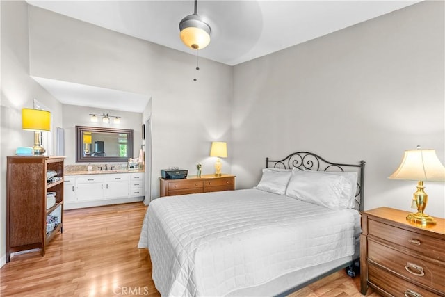 6210 Hartford Rd Unit 201, Yorba Linda, CA 92887 - bedroom featuring light wood finished floors and ensuite bath