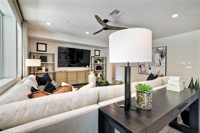 3091 Orchard Gln, Escondido, CA 92026 - living area with recessed lighting and ceiling fan