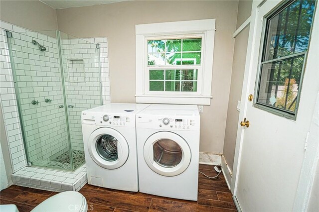 220 Palm Pl, Pomona, CA 91767 - washroom featuring washer and dryer and dark wood finished floors
