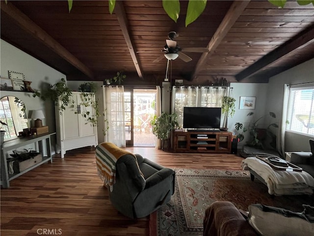 208 Spruce St, Arroyo Grande, CA 93420 - living area with a ceiling fan, wood finished floors, and wooden ceiling