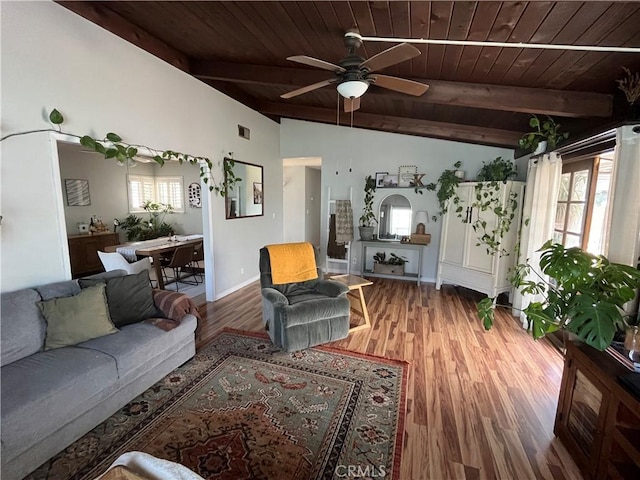 208 Spruce St, Arroyo Grande, CA 93420 - living room with wooden ceiling, a ceiling fan, healthy amount of natural light, and wood finished floors