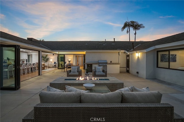 1700 Irvine Ave, Newport Beach, CA 92660 - view of patio / terrace featuring an outdoor living space with a fire pit and area for grilling