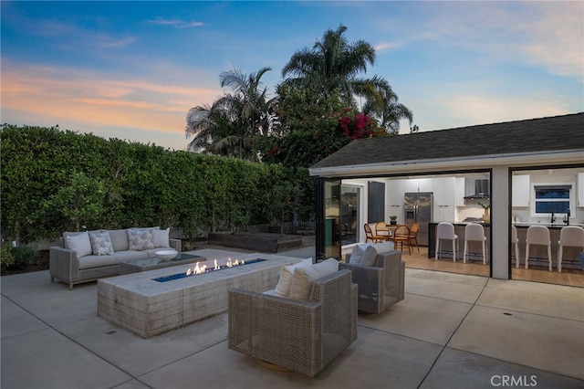 1700 Irvine Ave, Newport Beach, CA 92660 - view of patio featuring an outdoor living space with a fire pit