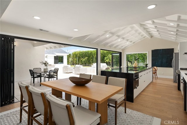 1700 Irvine Ave, Newport Beach, CA 92660 - dining room featuring light wood-style flooring and recessed lighting