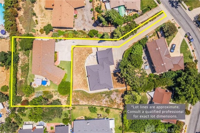 2526 Fontezuela Dr, Hacienda Heights, CA 91745 - aerial perspective of suburban area with property boundaries highlighted