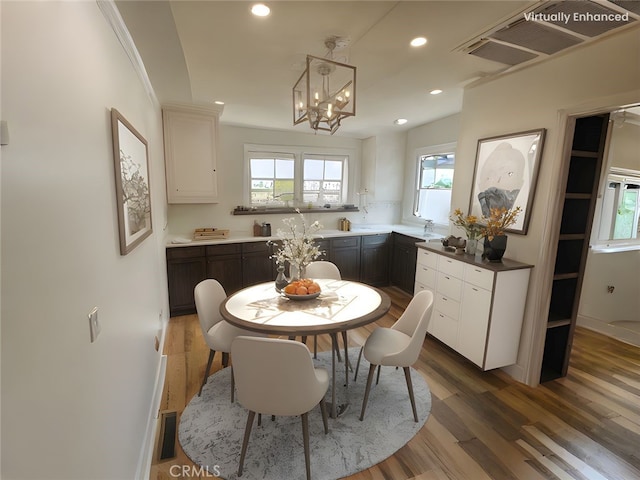 11860 W Trail Trail, Sylmar, CA 91342 - dining area featuring wood finished floors, a chandelier, and recessed lighting
