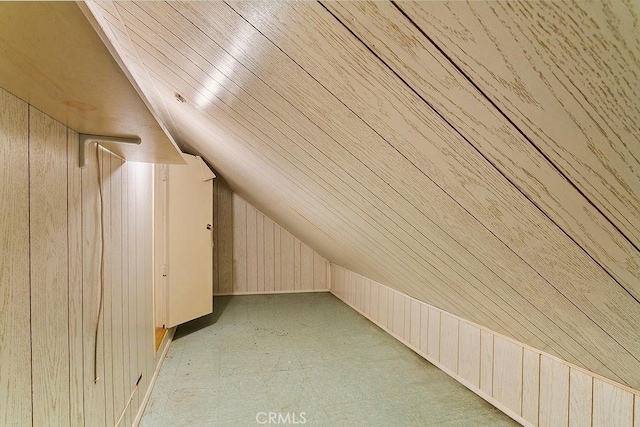 3431 Caspian Ave, Long Beach, CA 90810 - additional living space with lofted ceiling, wooden walls, and wood ceiling