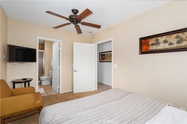 79140 Fred Waring Dr, Bermuda Dunes, CA 92203 - bedroom with light carpet, a ceiling fan, and ensuite bathroom