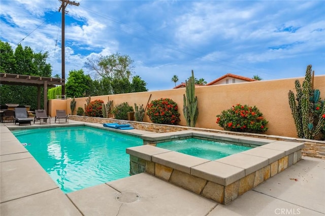 79140 Fred Waring Dr, Bermuda Dunes, CA 92203 - view of pool with an in-ground hot tub, a fenced backyard, a patio, and a pergola