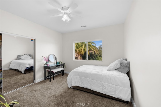 2240 Aqua Hill Rd, Fallbrook, CA 92028 - carpeted bedroom featuring baseboards and a ceiling fan