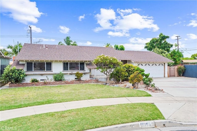 1305 S Westchester Dr, Anaheim, CA 92804 - ranch-style house with driveway, a garage, stucco siding, and a shingled roof